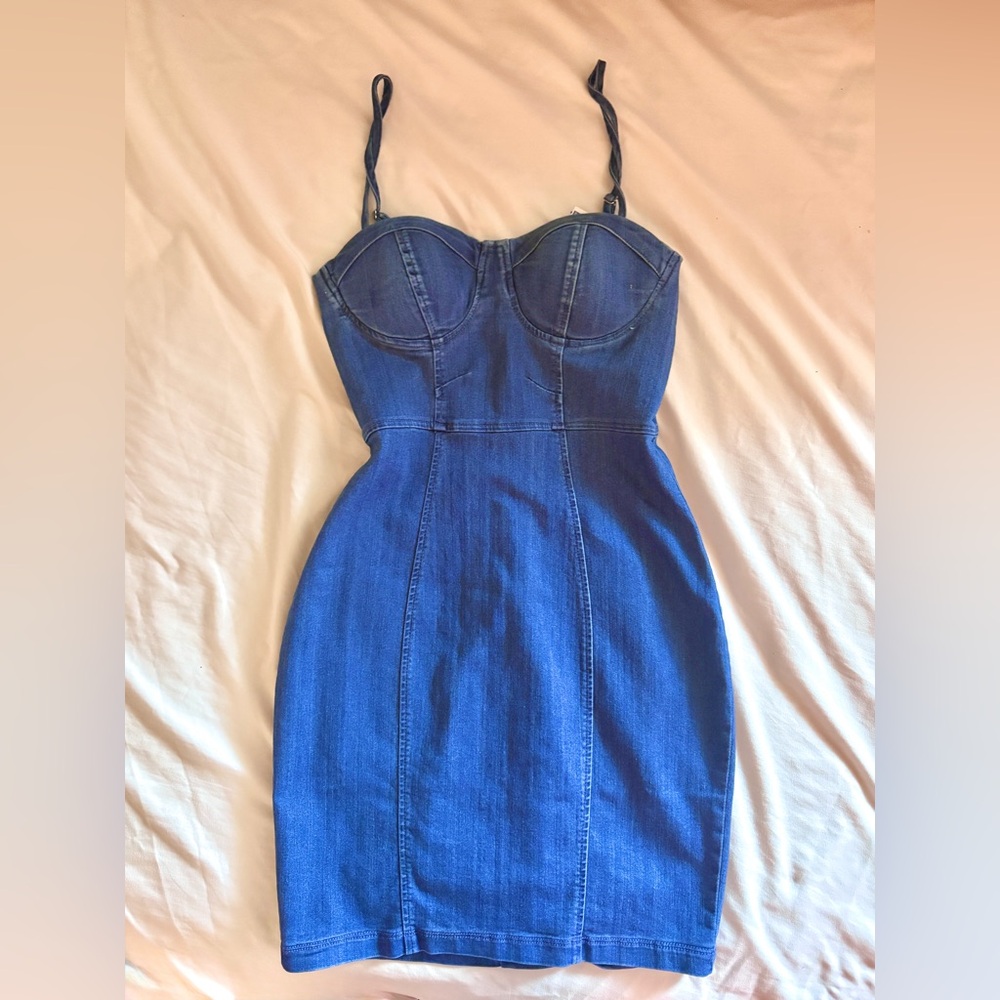 Blue Bodycon Mini Dress Spaghetti Strap